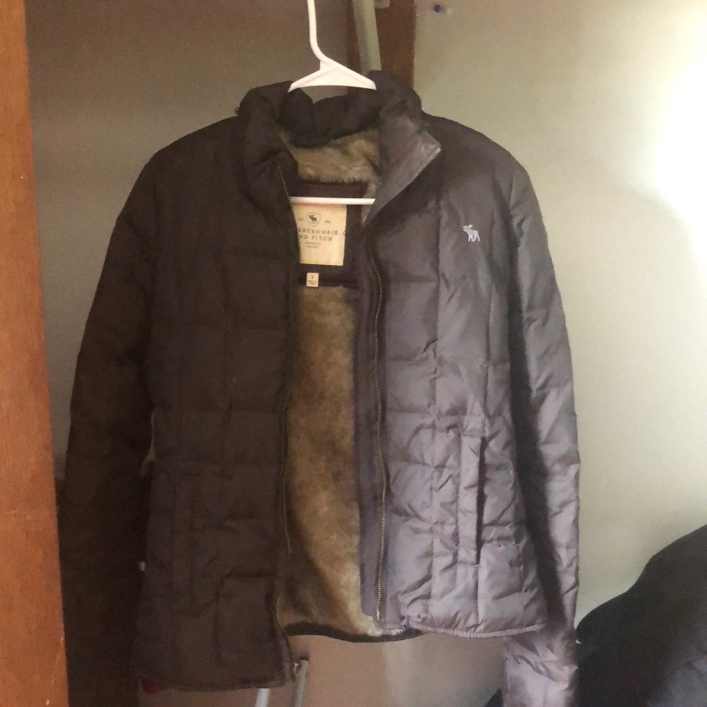 Down jacket dark brown Fur on the inside